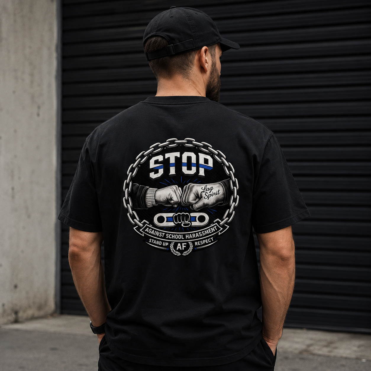 T-shirt STOP HARCELEMENT Version 3 - Noir