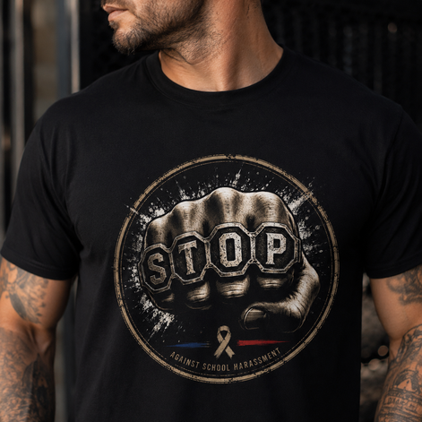 T-Shirt STOP HARCELEMENT Version 4 - Noir