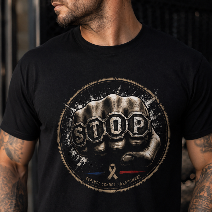 T-Shirt STOP HARCELEMENT Version 4 - Noir