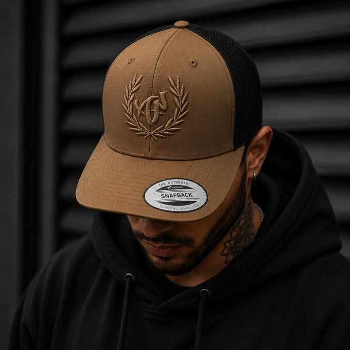 Trucker Bronze et Noir - Broderie 3D "Laurier" - Ton sur Ton
