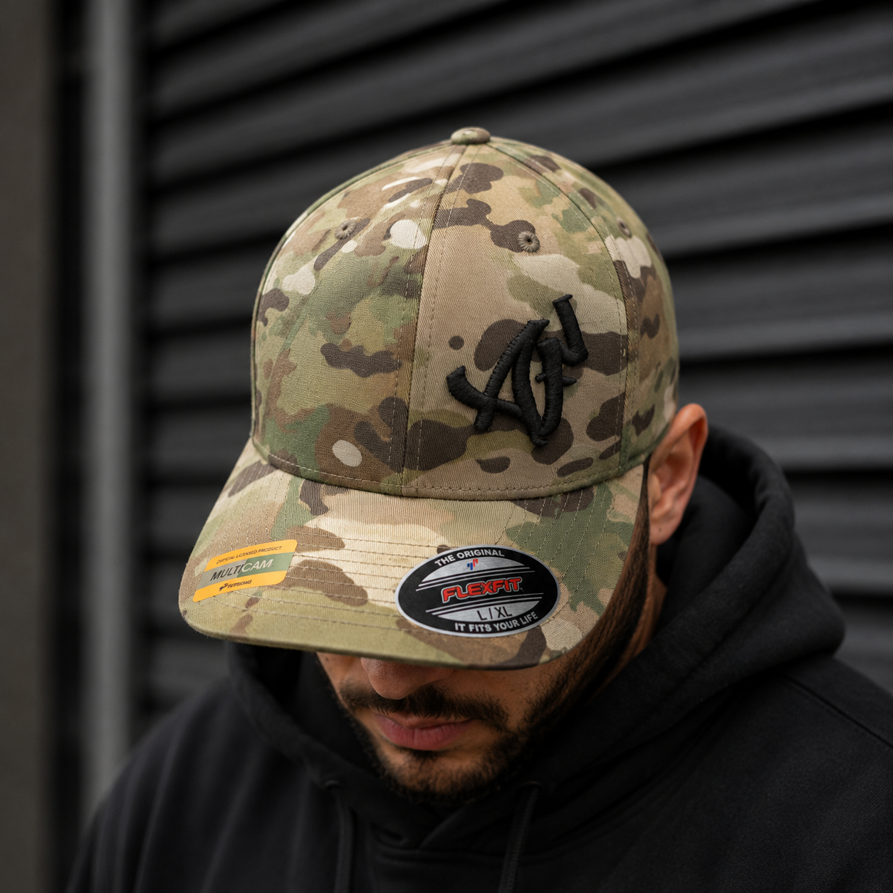 Casquette Flex Multicam - Broderie 3D Noir - 