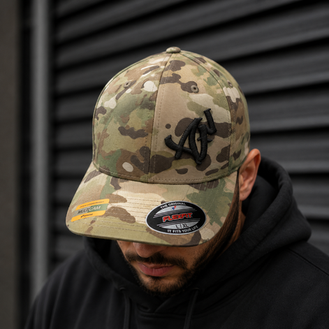 Casquette Flex Multicam - Broderie 3D Noir - "AF"