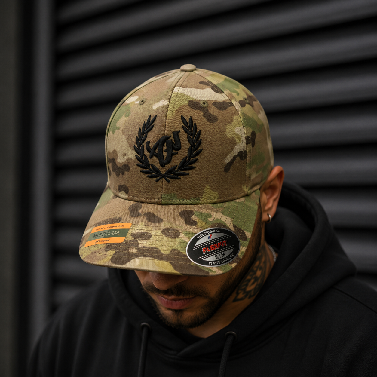 Casquette Flex Multicam – Broderie 3D Noir 
