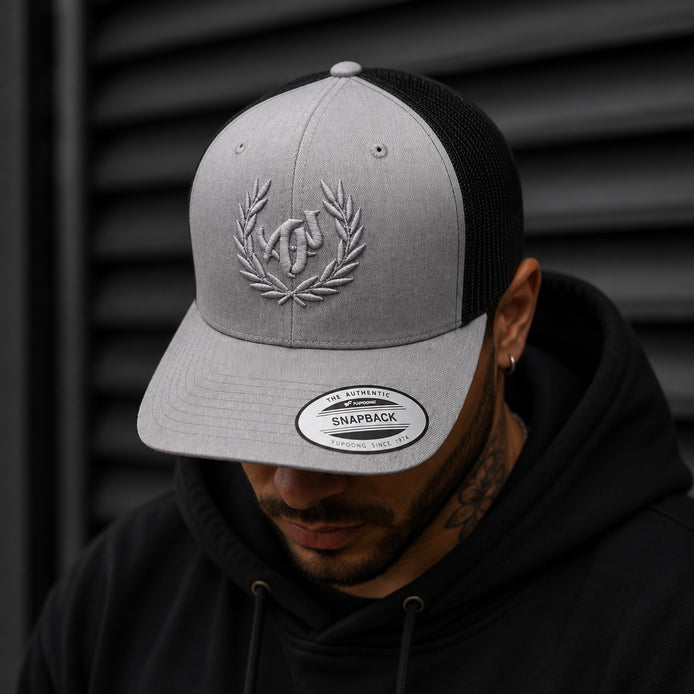 Trucker Gris et Noir – Broderie 3D "Laurier" - Ton sur Ton