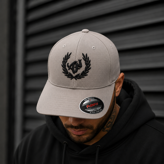 Casquette Flex Gris – Broderie 3D Noir "Laurier"