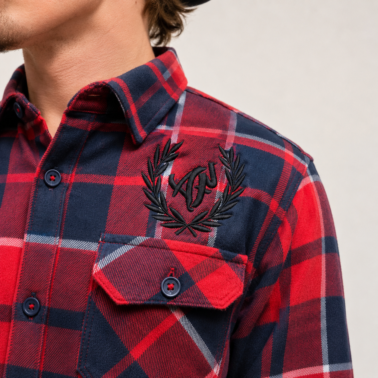 Chemise Bûcheron Sherpa Brodée 3D - Rouge