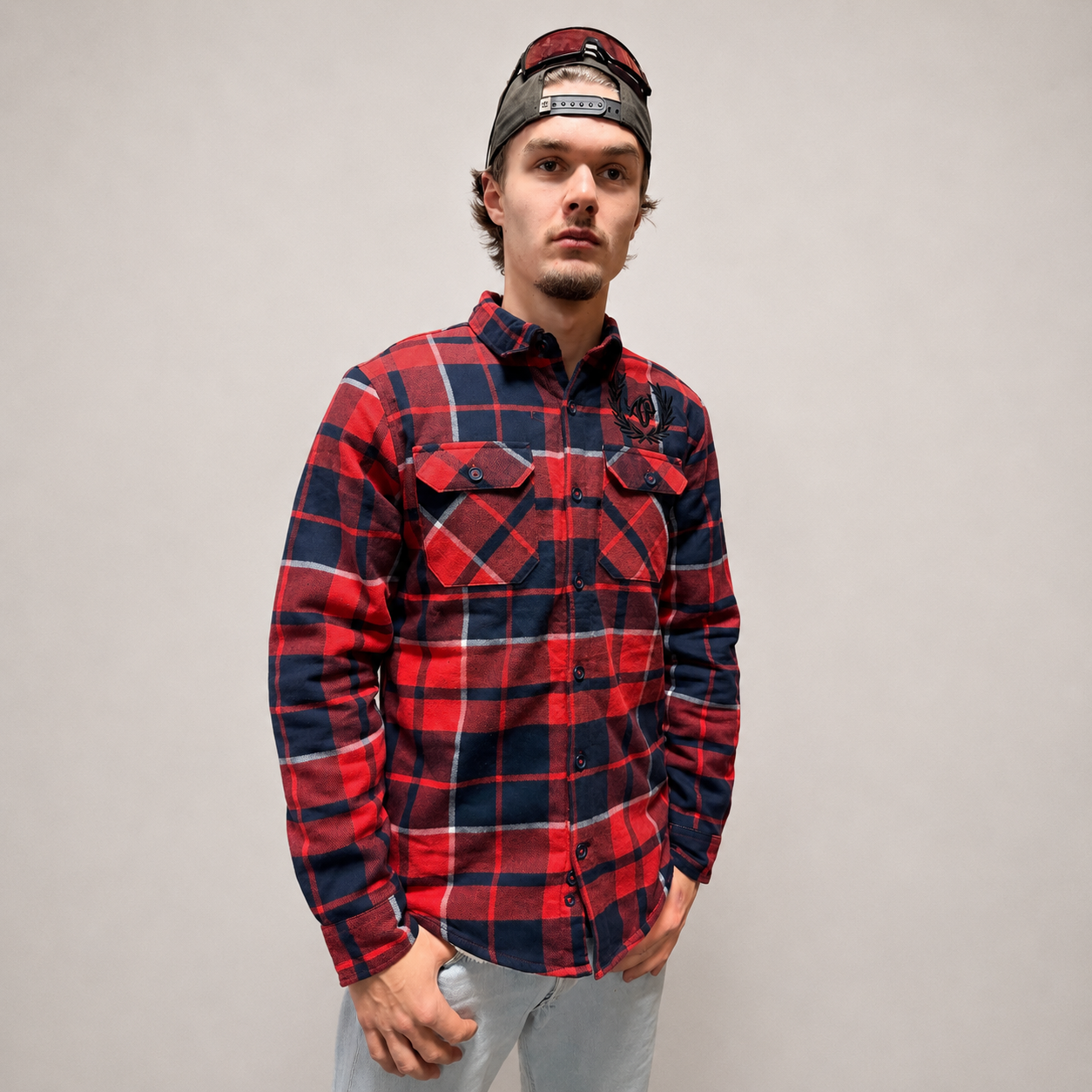 Chemise Bûcheron Sherpa Brodée 3D - Rouge