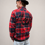 Chemise Bûcheron Sherpa Brodée 3D - Rouge