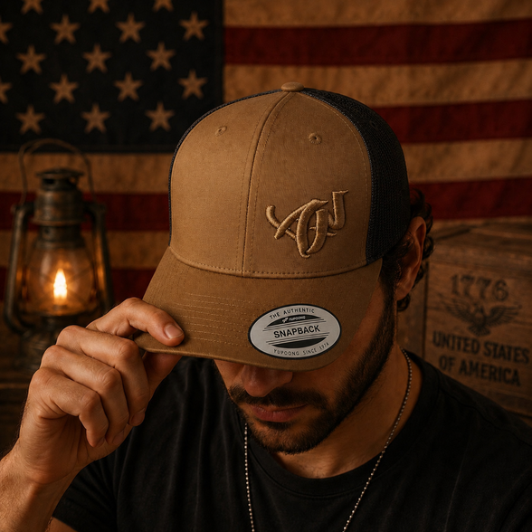 Casquette Trucker Coyote et Noir – Broderie 3D "AF" - Ton sur Ton