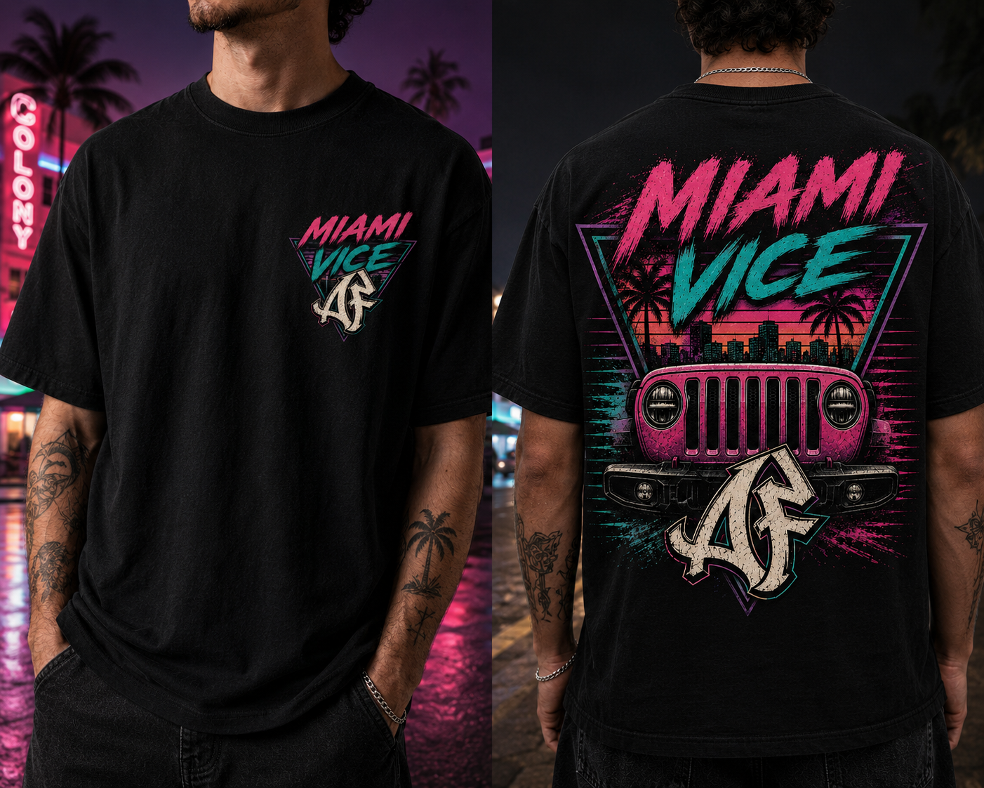 T-shirt Oversize Miami Vice - Noir