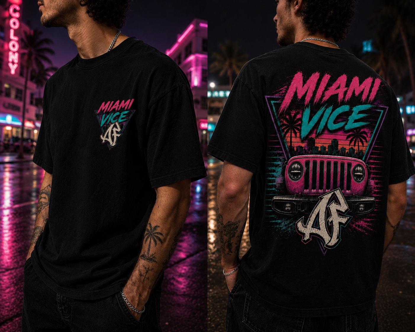 T-shirt Oversize Miami Vice - Noir