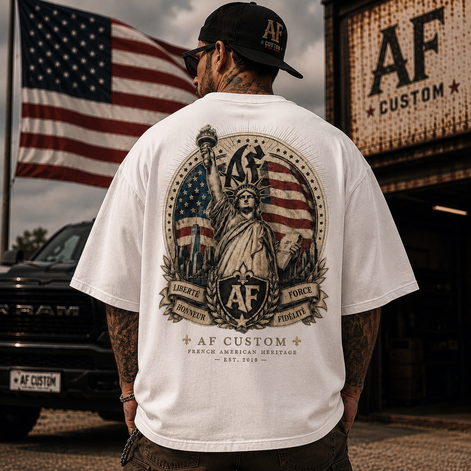 T-shirt Oversize French American Heritage - Blanc