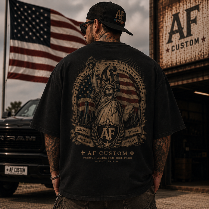 T-shirt Oversize French American Heritage - Noir